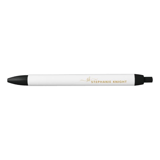 Monogram Modern Gold Script Calligraphy Custom  Pen (Front)