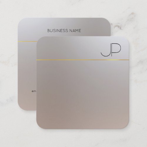 Monogram Modern Gold Silver Look Template Square Business Card
