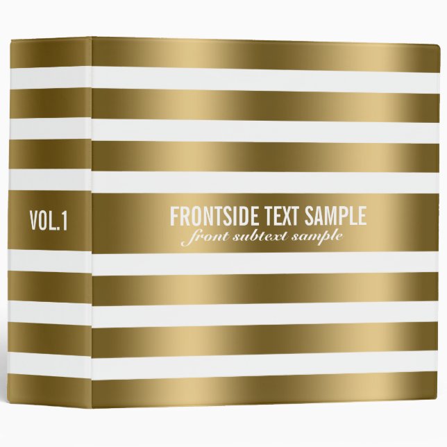 Monogram Modern Gold Stripes White Background 2 Binder (Front/Spine)