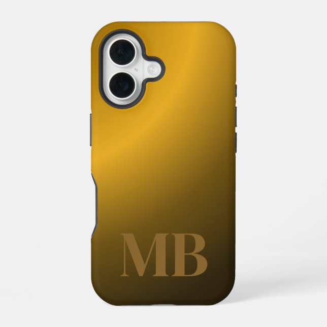Monogram Modern Gold Tiger Eye Iphone Case (Back)