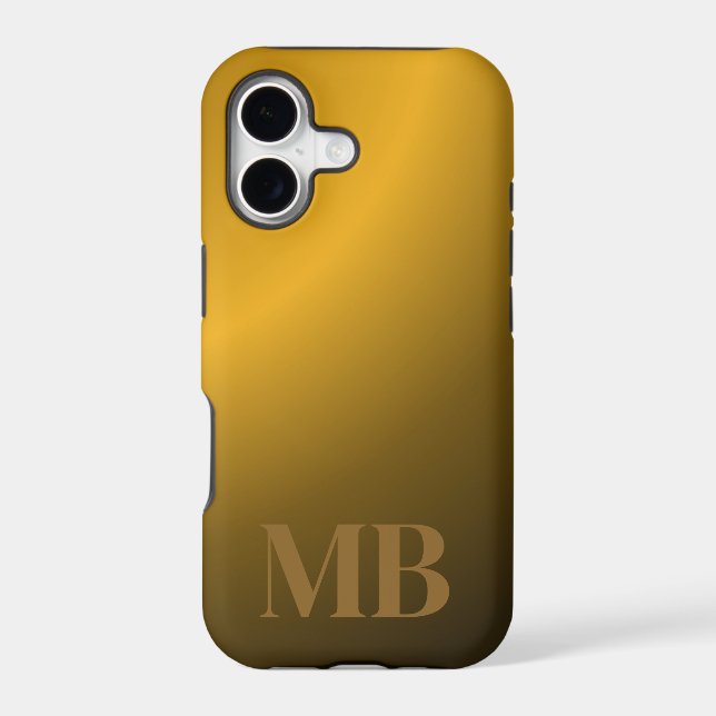 Monogram Modern Gold Tiger Eye Iphone Case (Back)