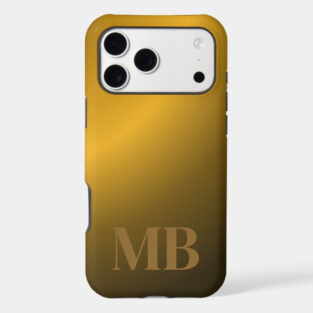 Monogram Modern Gold Tiger Eye Iphone Case (Back)