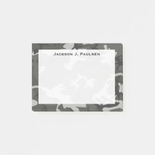 Monogram Modern Gray Abstract Camo Camouflage Post-it Notes