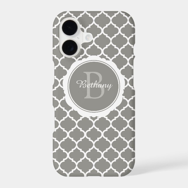 Monogram Modern Gray Geometric Iphone Case (Back)