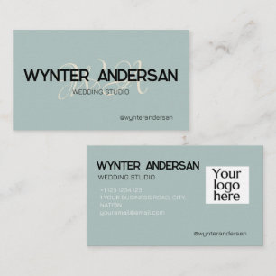 Monogram Modern Green Minimalist Custom Logo Name Business Card