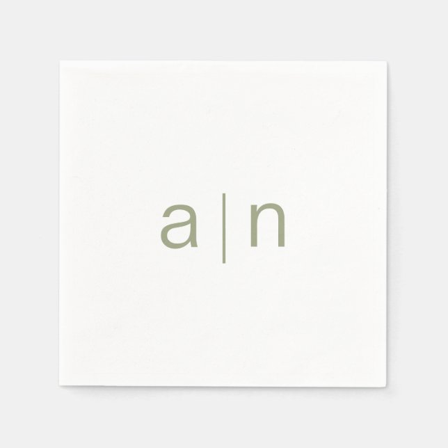 Monogram Modern Green  Napkins (Front)