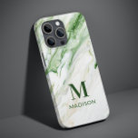 Monogram Modern Green White Stylish Personalized iPhone 11 Case<br><div class="desc">Monogram Modern Green White Stylish Personalized iPhone Case features an abstract green and white pattern with your personalized name and monogram. Designed for you by Evco Studio https://www.zazzle.com/store/evcostudio</div>