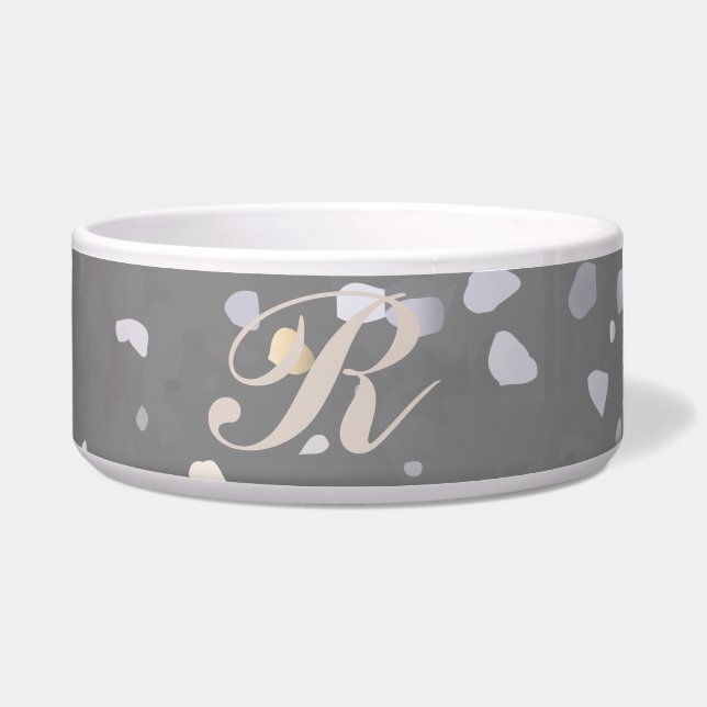 Monogram Modern Grey Terrazzo  Bowl (Front)