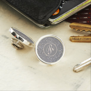 Monogram Modern Grey Terrazzo Lapel Pin