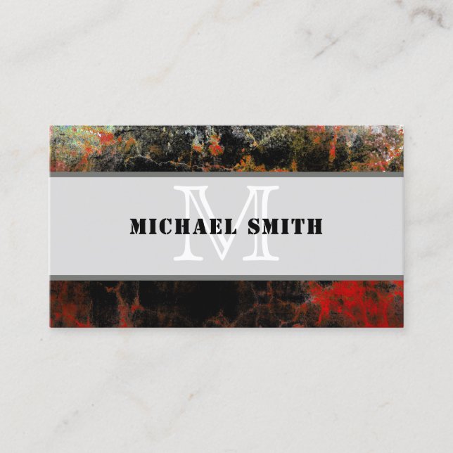 Monogram Modern Grunge Metal Background #4 Business Card (Front)