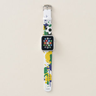 Monogram. Modern Grunge Soccer Ball Apple Watch Band
