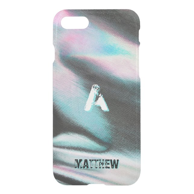 Monogram Modern Holographic Fabric Uncommon iPhone Case (Back)