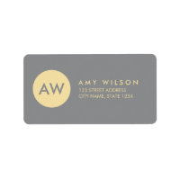 Monogram Modern Light Grey & Cream Address Label