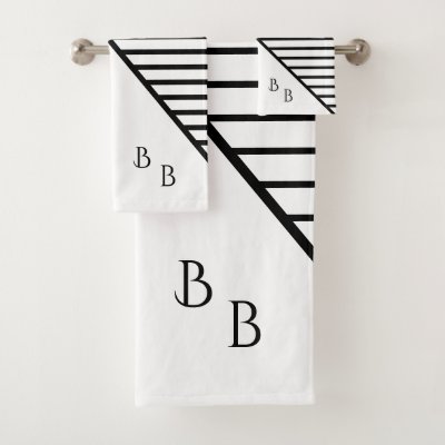 Monogram Modern Line Art Bath Towel Set
