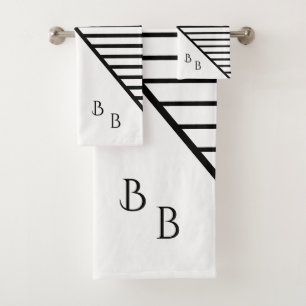 Monogram Modern  Line Art Bath Towel Set