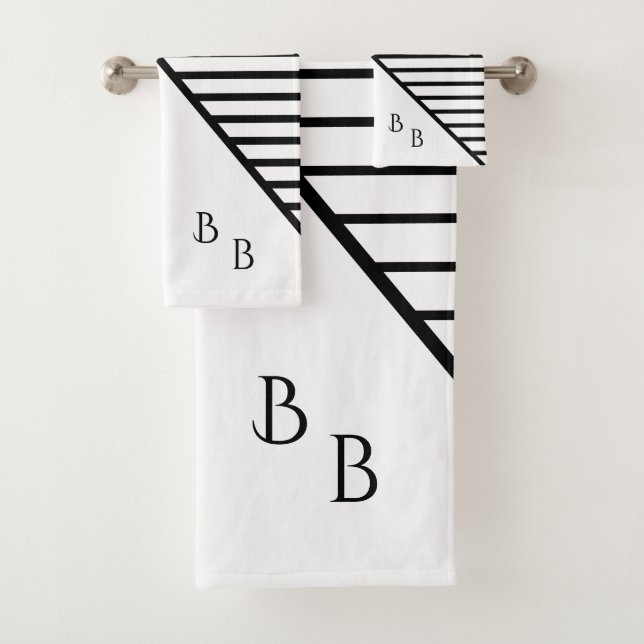 Monogram Modern  Line Art Bath Towel Set (Insitu)