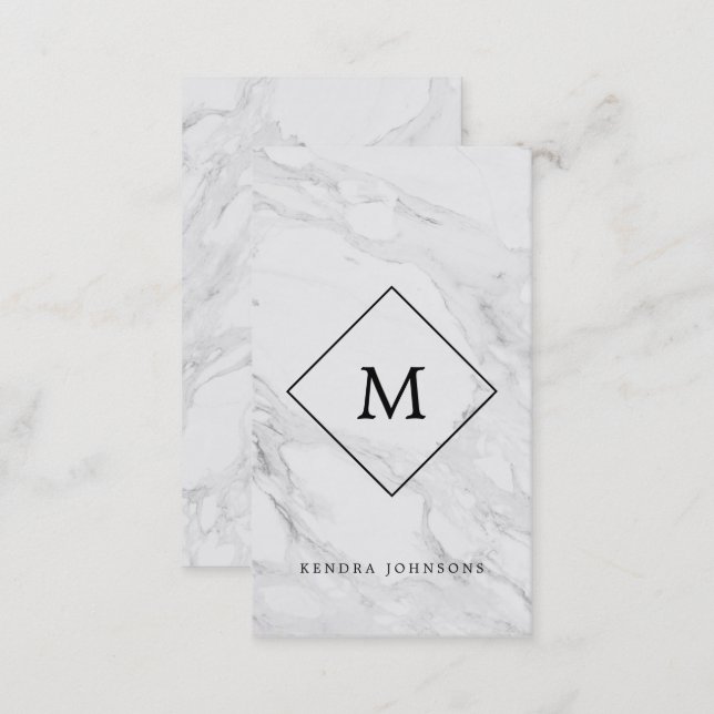 Monogram modern marble business card (Front/Back)