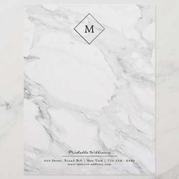 Monogram Modern Marble Letterhead by byDania at Zazzle