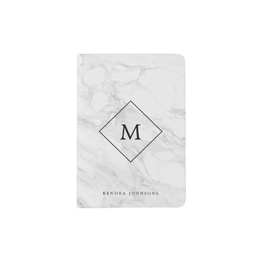 Monogram modern marble passport holder (Front)