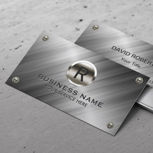 Customizable Monogram Modern Metallic Construction Steel Business Card