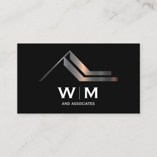 Monogram  Modern Metallic Real Estate Logo Business Card
