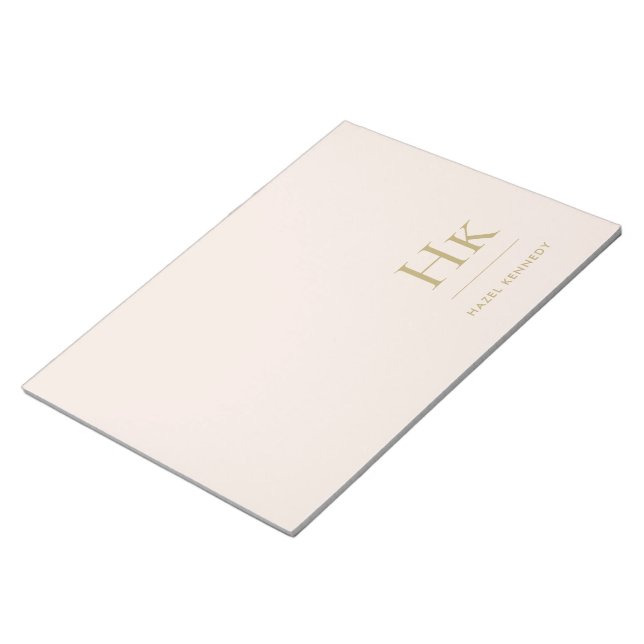 Monogram Modern Minimal Blush Pink Gold Simple Notepad (Angled)