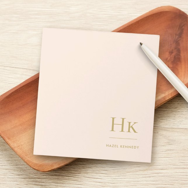 Monogram Modern Minimal Blush Pink Gold Simple Notepad (Creator Uploaded)