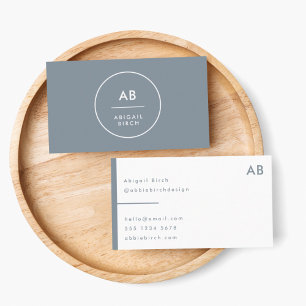 Monogram Modern Minimal Dusky Blue Gray Business Card