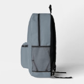 Monogram Modern Minimal Dusky Blue Gray Printed Backpack (Right)