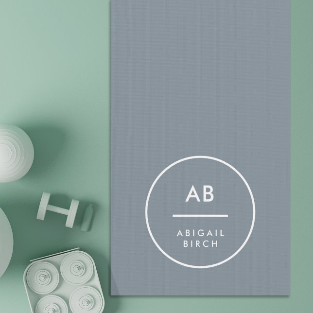 Monogram Modern Minimal Dusky Blue Gray Yoga Mat (Creator Uploaded)