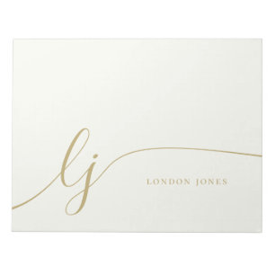 Monogram Modern Minimal Feminine Gold Script Notepad