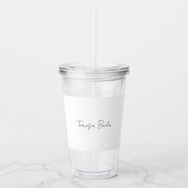 Monogram Modern Minimal Handwritten Script Design Acrylic Tumbler (Front)