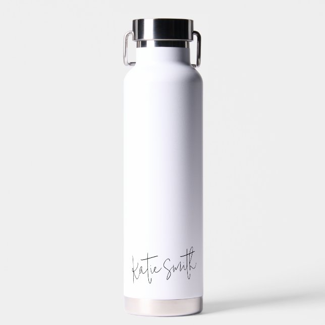 Monogram Modern Minimal Handwritten Script Water Bottle (Front)