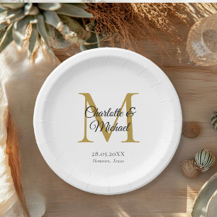 Monogram Modern Minimal Paper Plates