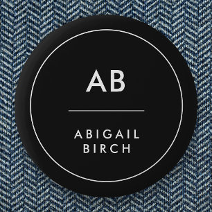 Monogram Modern Minimal Simple Black and White Button