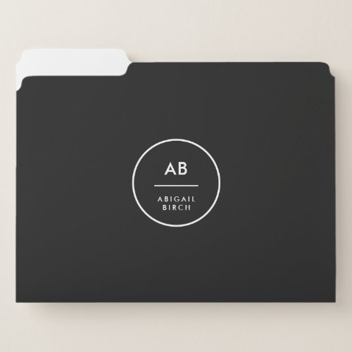Monogram Modern Minimal Simple Black and White File Folder