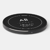 Monogram Modern Minimal Simple Black and White Wireless Charger (Front 2)