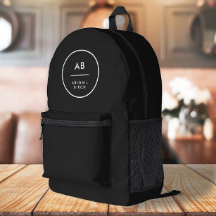 Monogram Modern Minimal Simple Black Printed Backpack