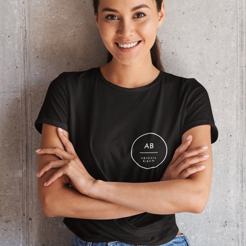 Monogram Modern Minimal Simple Black T_Shirt