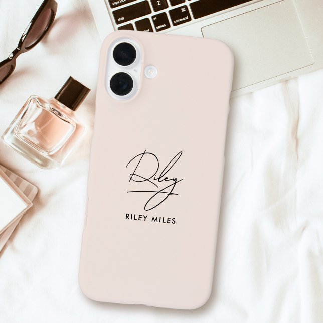 Monogram Modern Minimal Stylish Script Signature Case-Mate iPhone Case (Creator Uploaded)