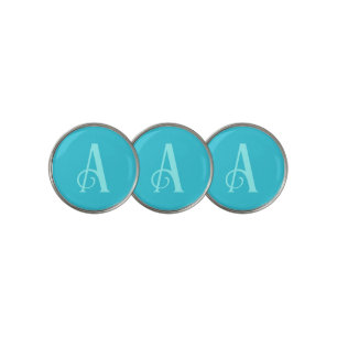 Monogram Modern Minimal Teal Golf Ball Marker