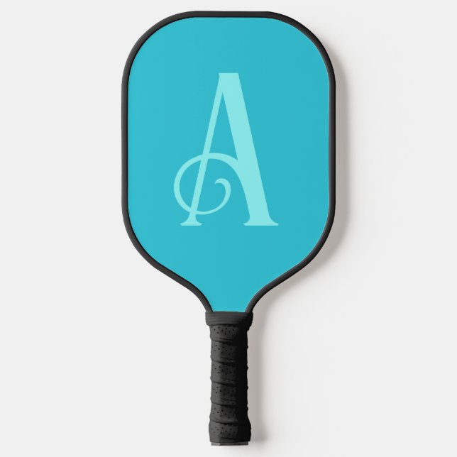 Monogram Modern Minimal Teal Pickleball Paddle (Front)