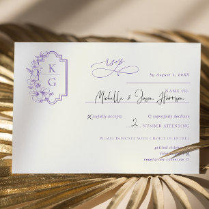 Monogram   Modern Minimal Wedding RSVP Card
