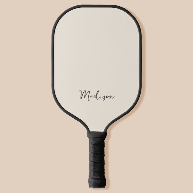 Monogram Modern Minimalist Black and Cream Pickleball Paddle (Creator Uploaded)