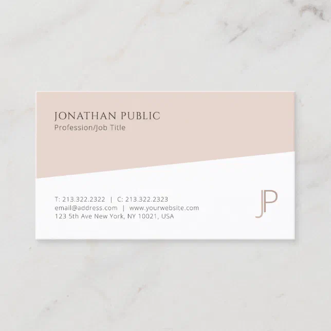 Monogram Modern Minimalist Chic Plain Professional Business Card | Zazzle