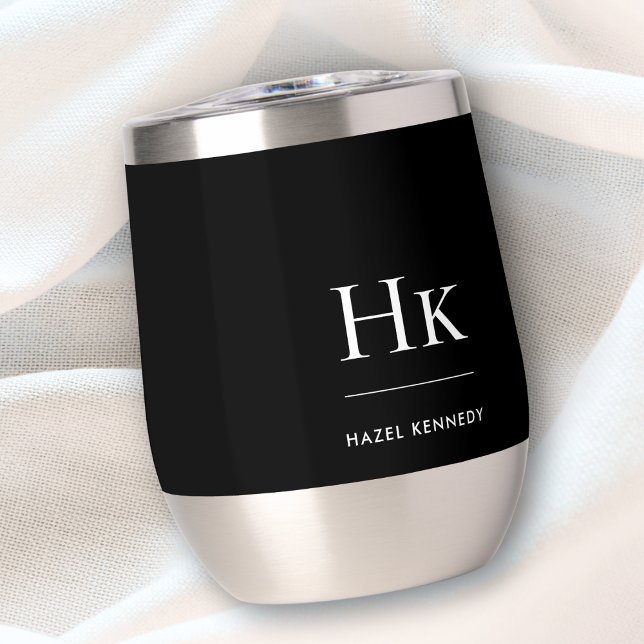Monogram Modern Minimalist Elegant Monogrammed Thermal Wine Tumbler (Creator Uploaded)