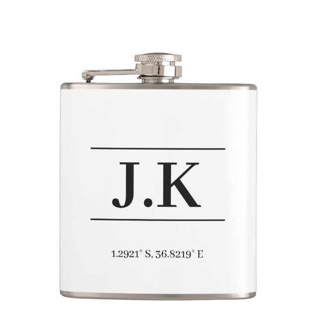 Monogram Modern Minimalist Father's Day Keepsake Flask (Front)