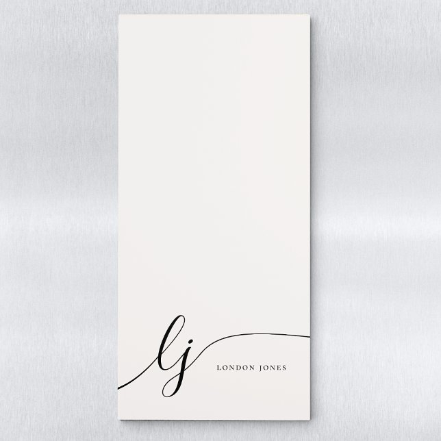 Monogram Modern Minimalist Feminine Calligraphy Magnetic Notepad (Creator Uploaded)