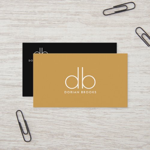 Monogram Modern Minimalist Gold Business Card