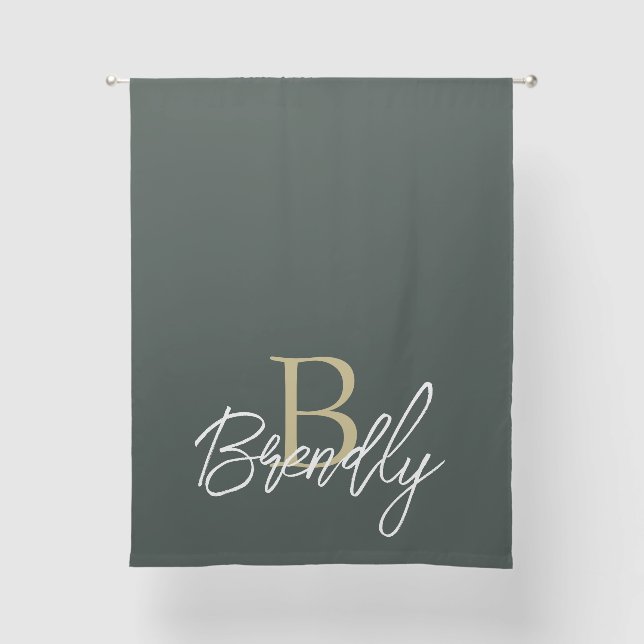 Monogram Modern Minimalist Green Curtain (Front)